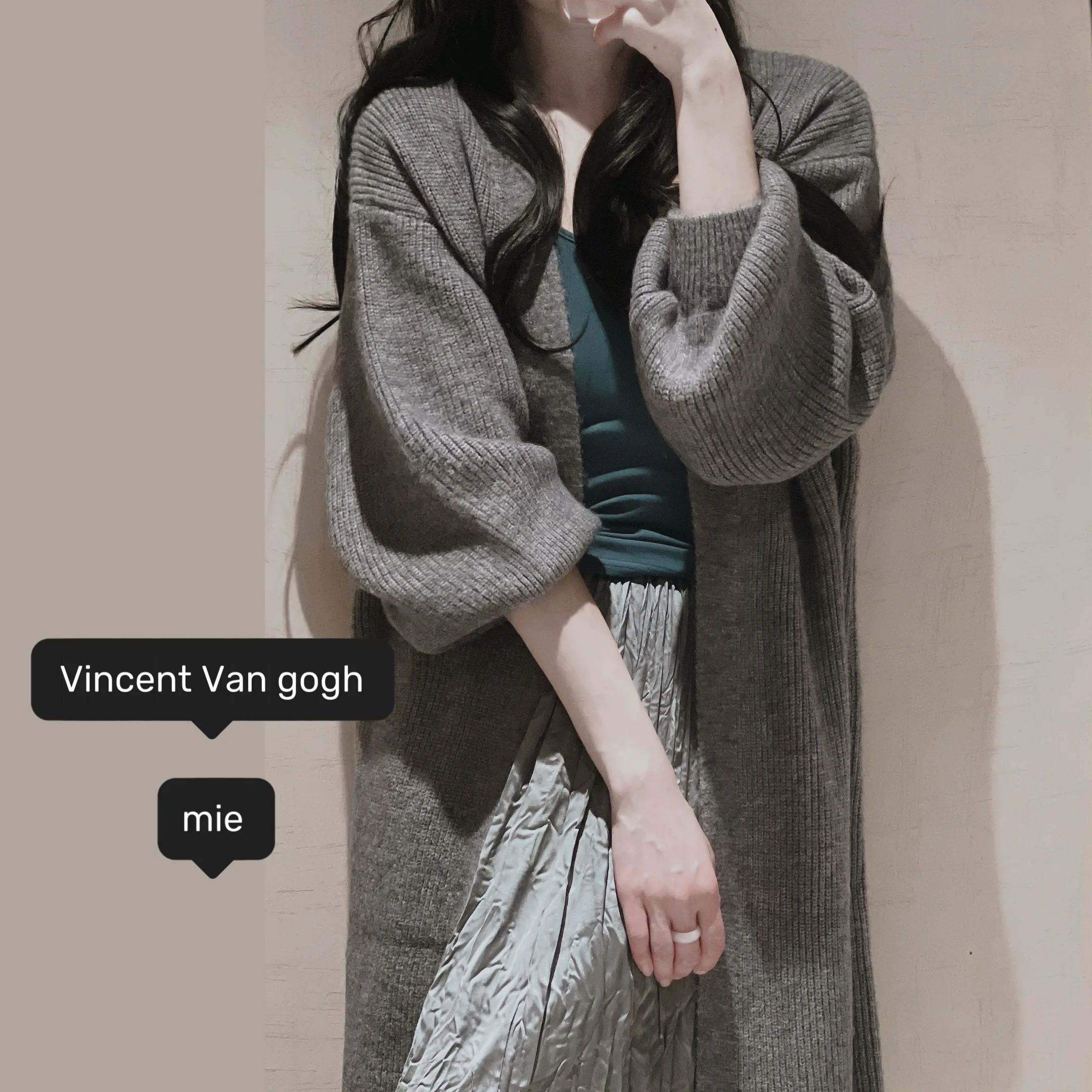 

Thiened Long Knitted Cardigan Soft ey Classic Sle Women's Outerwear Sweet Sle Straight Tube ape Button Detail