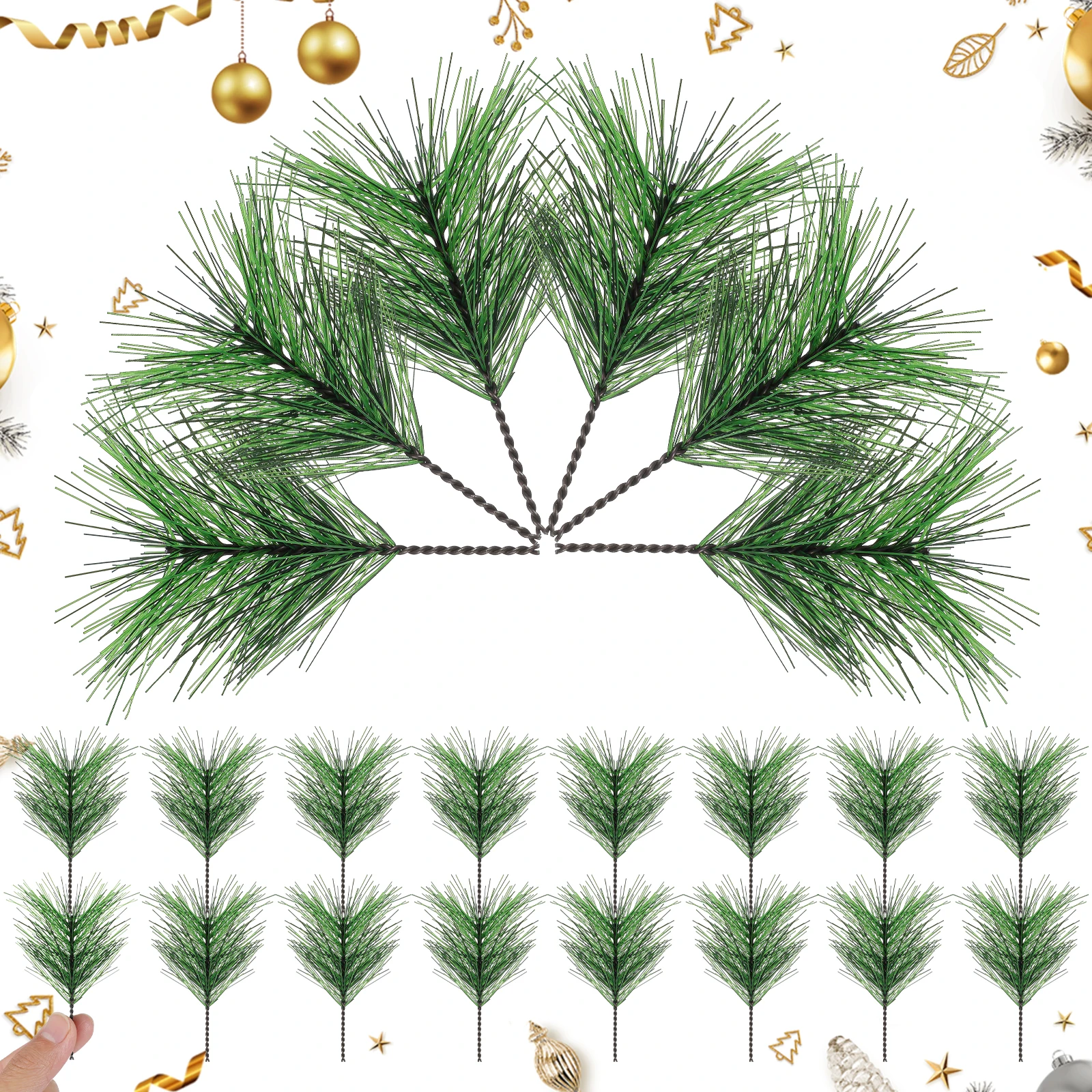 

60 Pcs Artificial Pine Needles Branches Garland Greenery Realistic Picks for Crafts