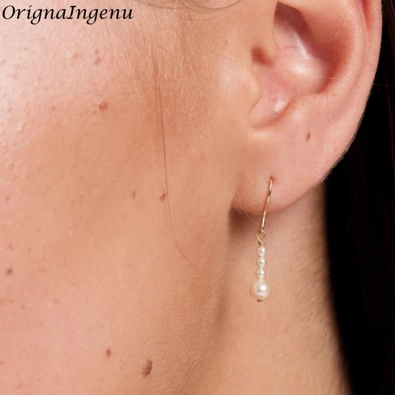 Handmade Organic Tiny Pearl Earrings 14K Gold Filled Minimalist Tarnish Resist Wedding Jewelry for Women