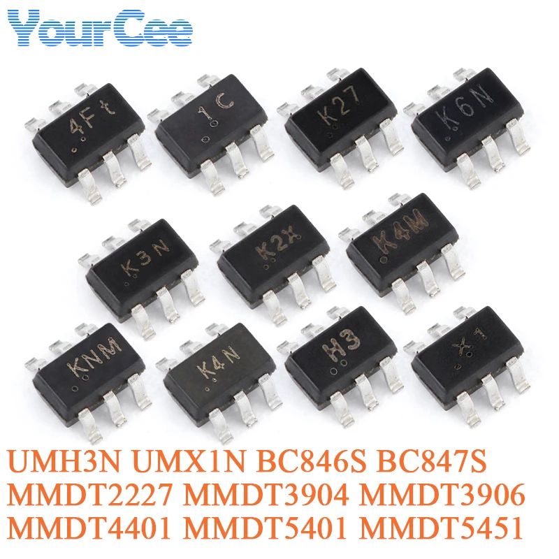 100PCS/20PCS UMX1N UMH3N X1 H3 SOT-363 UMG8N SOT-353 UMC3N NPN PNP Digital Transistor Chip DTA143ECA DTA144ECA DTC114ECA DTC114W