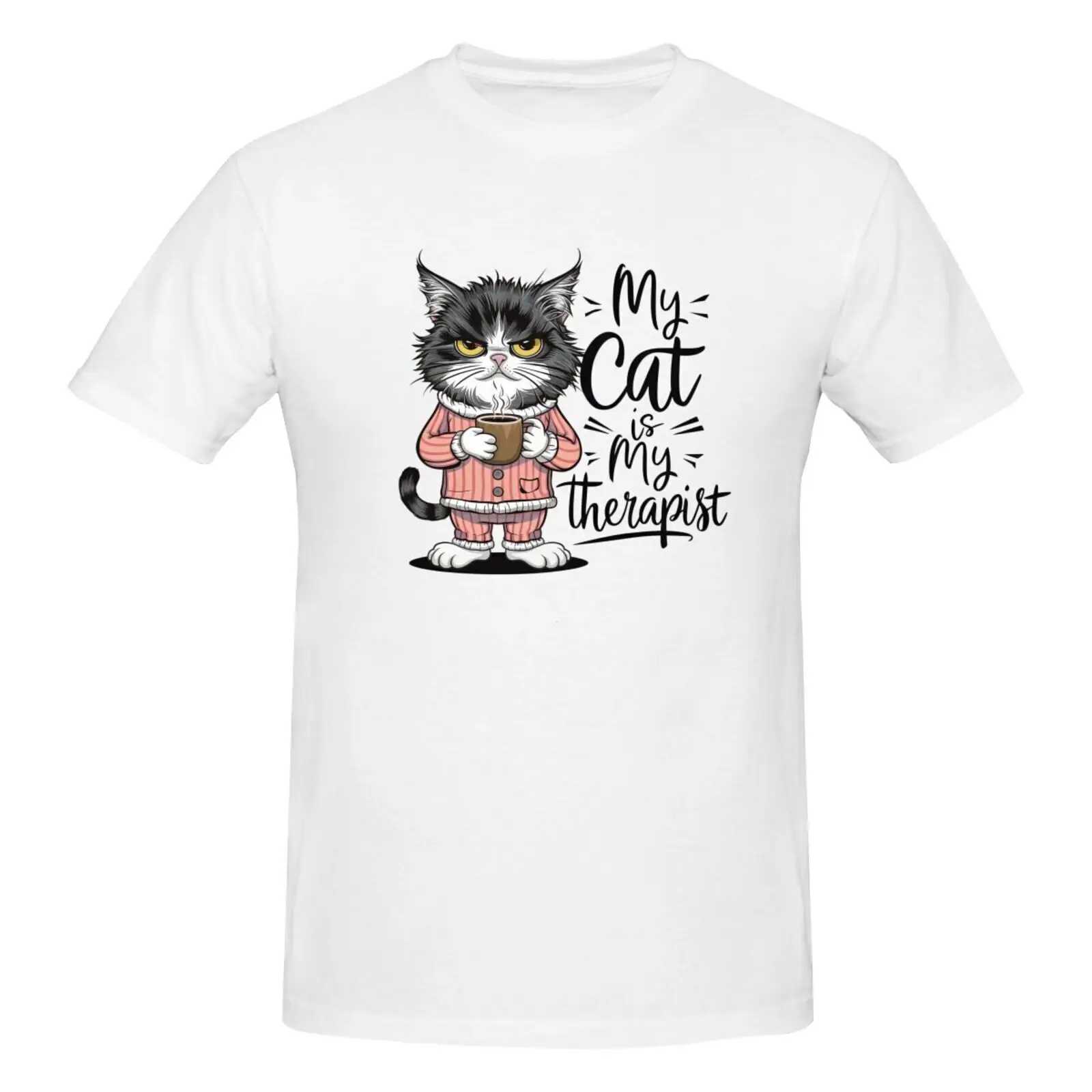 

Healing Cartoon Cat Print Men's T-Shirt - Cute & Comfortable