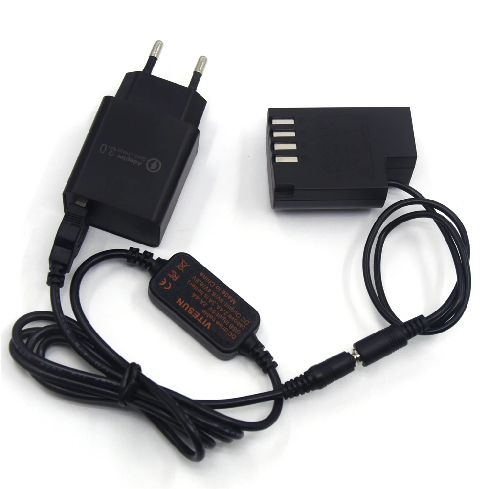 QC Charger USB to DC Cable DCC12 Coupler Dmw-Blf19 Blf19e Dummy Battery Adapter Kit for Lumix Dmc-Gh3 Gh4 Gh5 Gh5s Camera