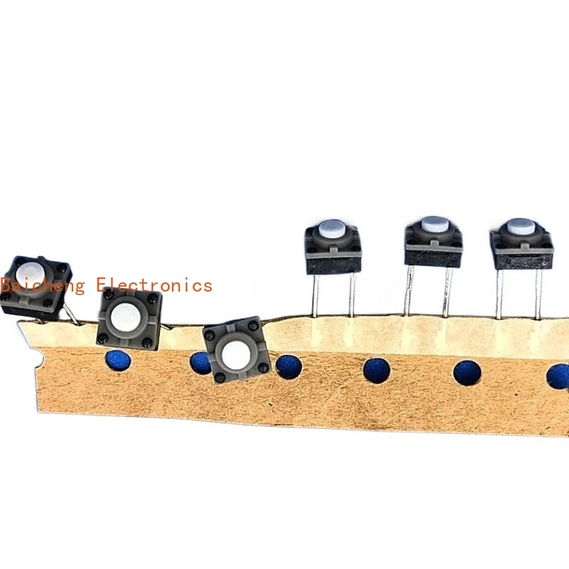 10 قطعة إدراج مستقيم متوسط 2 دبوس 7*7*5 مللي متر ، لمسة خفيفة مقاومة للماء والغبار مفتاح أبيض حركة صغيرة