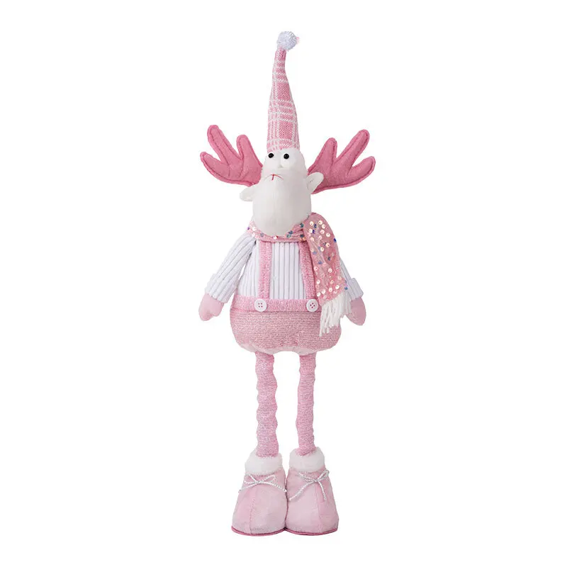 バラ色のスパンコールと伸縮式人形デザインの布製クリスマスオーナメントは、窓やテーブルの祝祭装飾用に設計されています。