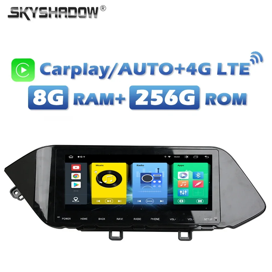 4G SIM Wireless Carplay Auto Android 13.0 8G+256G 8Core Car DVD Player Bluetooth Wifi GPS map Radio For Hyundai Sonata 2019 2020