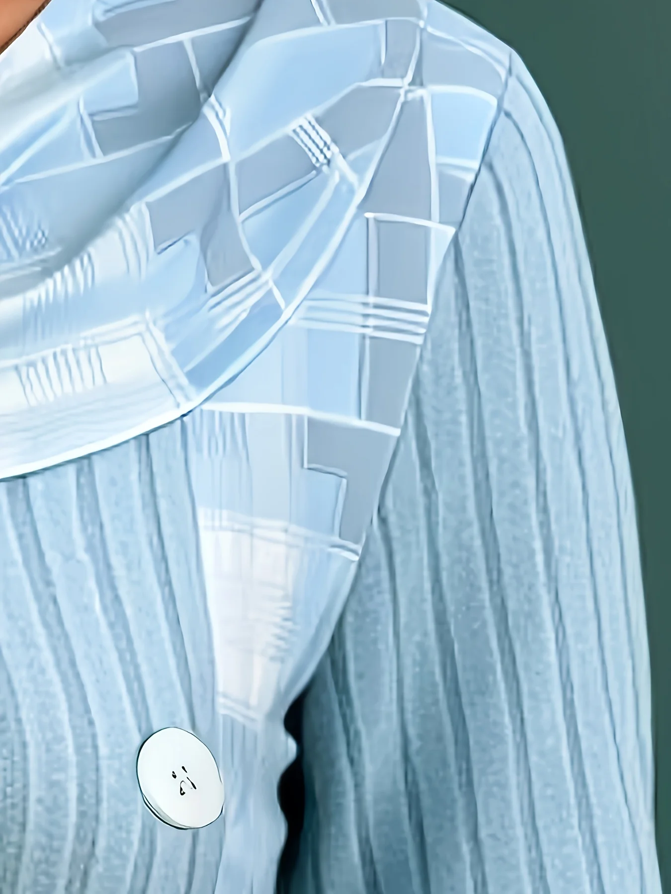 Fashionable Casual Knitted Texture Brushed Digital Print Color Block Long Sleeve round Neck T-Shirt Women's Extended Length Top