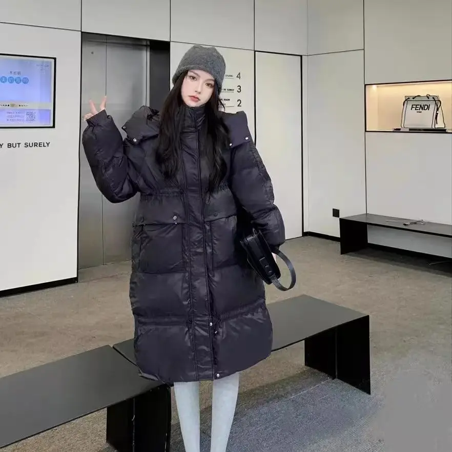 Winter New Women's Down Jacket Loose Commuter Hooded Strap Jacket