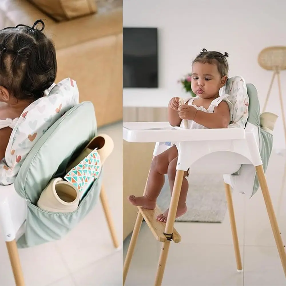 Portable Highchair Handy Pocket Pouch PU Baby Highchair Back Hanging Bag High Foot Dining Chair Cover Organiser Bag