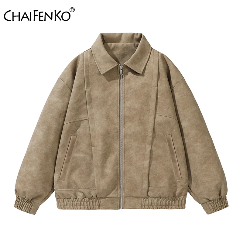 Man Leisure Pilot Jackets New Fashion Flip Collar Tops Spring Autumn Outdoors Simplicity Windproof Solid Color Loose Coats Man