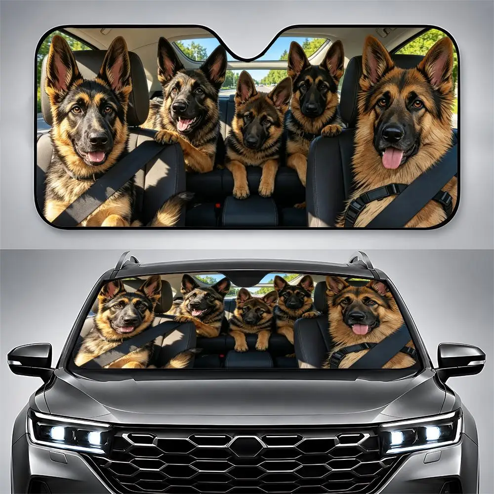 

Animal G-German S-Shepherd Sun Visor Car Windshield Sunshade UV Block Heat Insulation Cooling Easy Install Portable Foldable