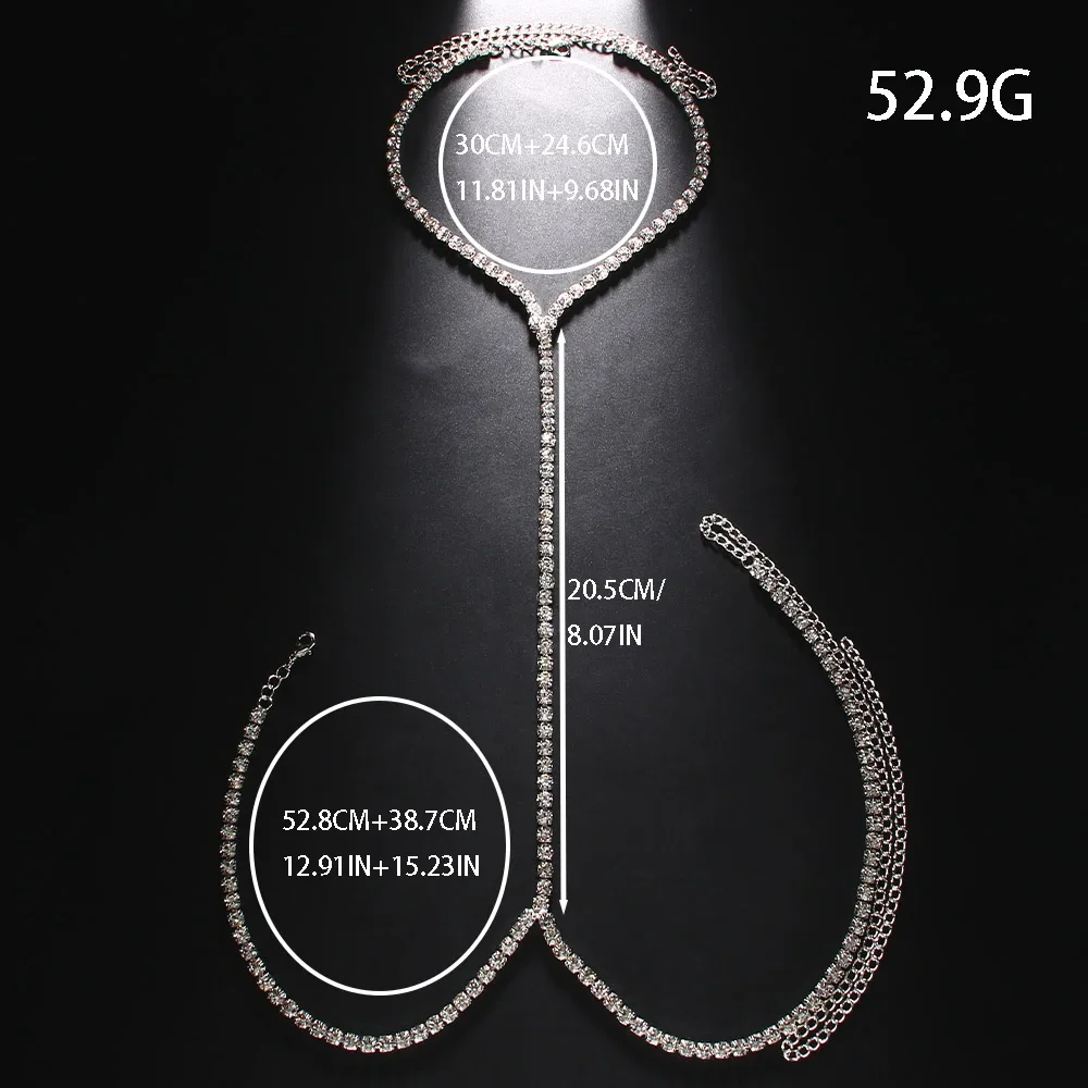 كامل حجر الراين الصدر سلسلة بيكيني مجوهرات للجسم مثير قلادة كريستال تسخير تأثيري الملابس الداخلية الفاخرة النساء التبعي ملهى ليلي