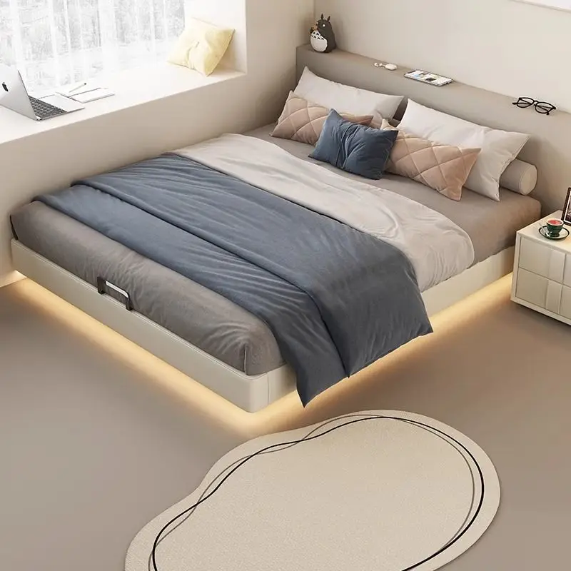 All solid wood beech row skeleton, cream wind no bedside suspension bed