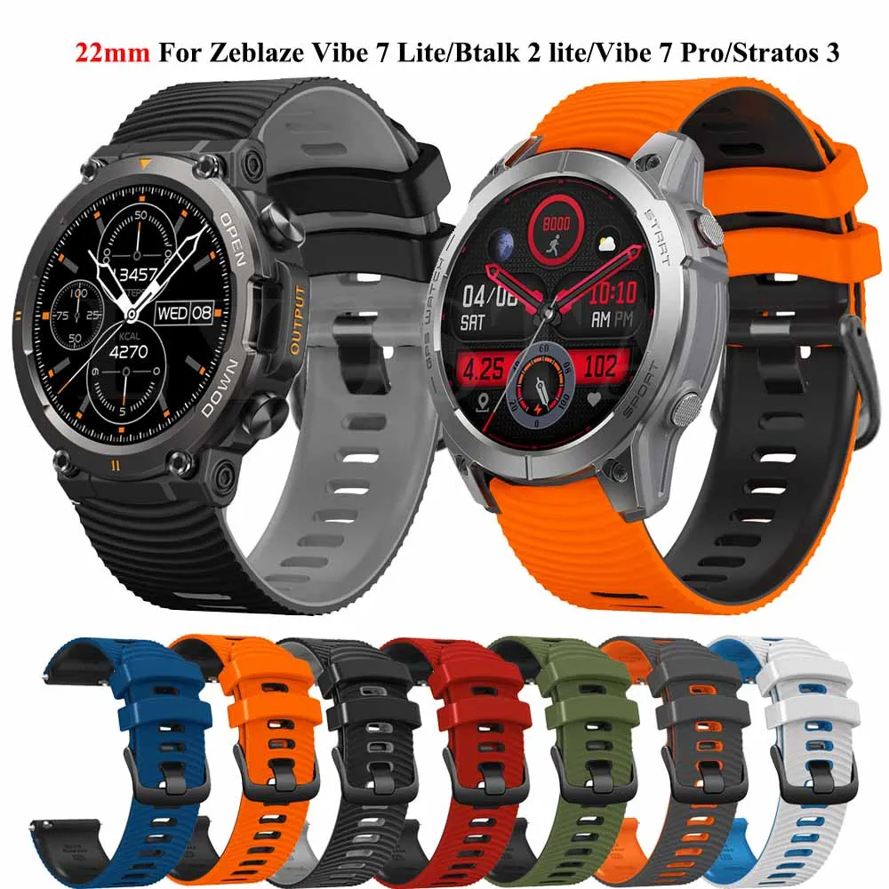 สําหรับ Zeblaze Ares 3 Pro Vibe 7 22 มม.สายรัดซิลิโคนเปลี่ยนสายรัดข้อมือสําหรับ Zeblaze Beyond 3 Stratos 3 Pro สร้อยข้อมือ
