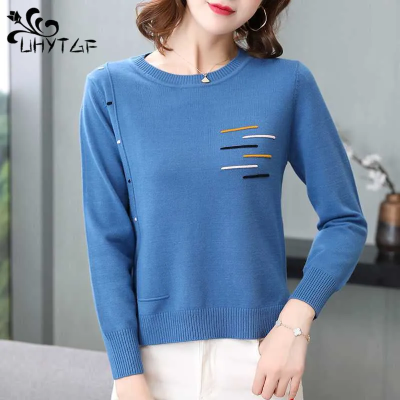 UHYTGF O-neck y2k Knit Sweater Women Jumper 2024 Spring Autumn Basic Warm Clothes Female Pull Knitted Pullover Sweater Women's