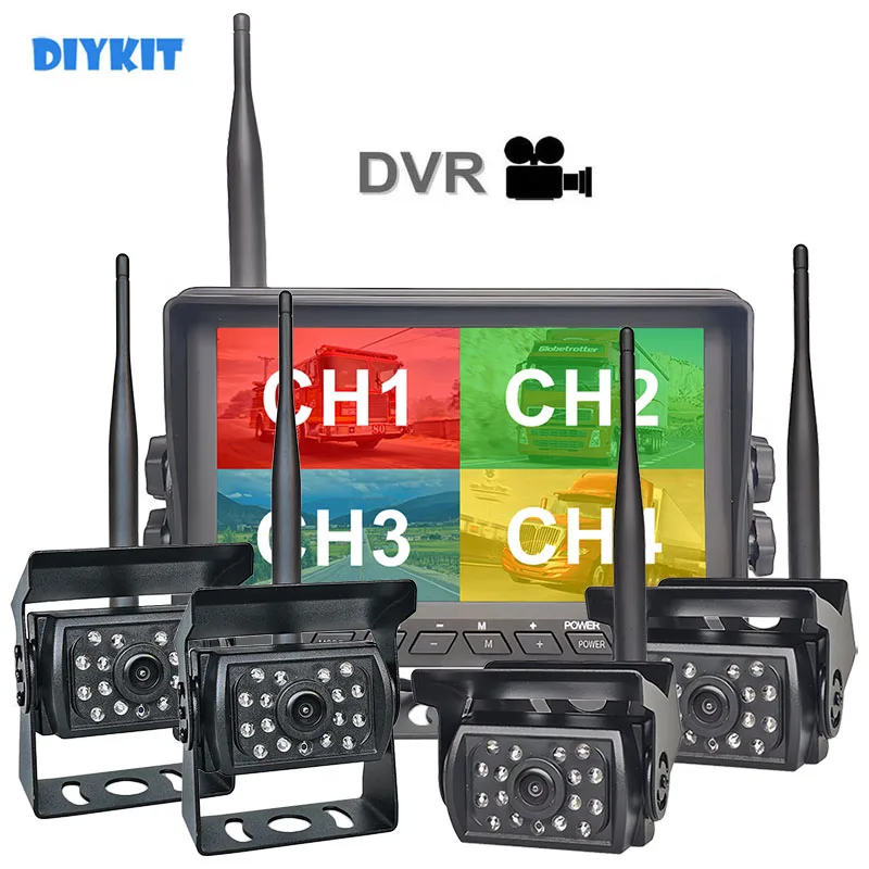 DIYKIT Wireless 7inch AHD IPS DVR Car Monitor 720P IR Night Vision Reverse Backup Recorder Wifi AHD Camera for Bus Car Truck