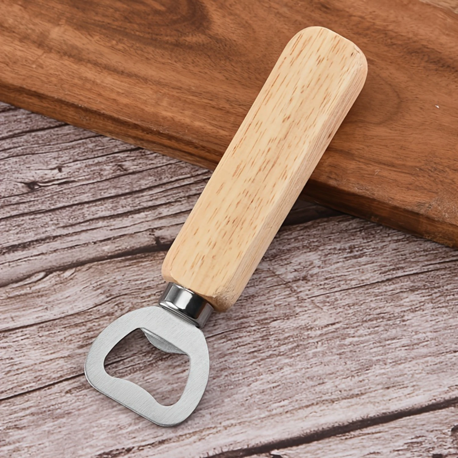 Wooden Handle Opener, Creative Beer Can Openerm Household Stainless Steel Bottle Opener, Wine Opener