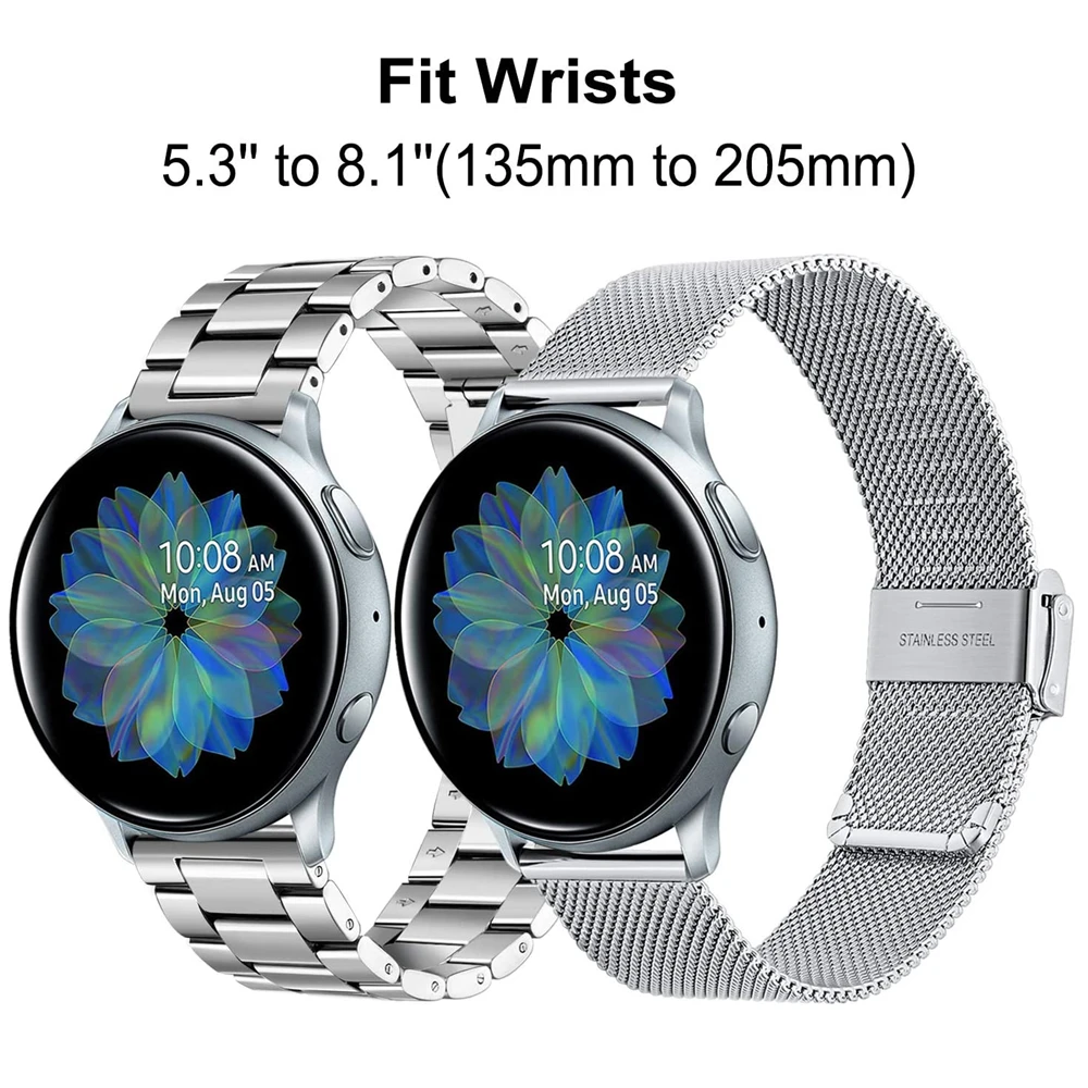 Watchband Sets For Samsung Galaxy Watch 42mm 46mm/Active 2 40mm 44mm Band 20mm 22mm Stainless Steel Mesh Strap Gear S3 Bracelet