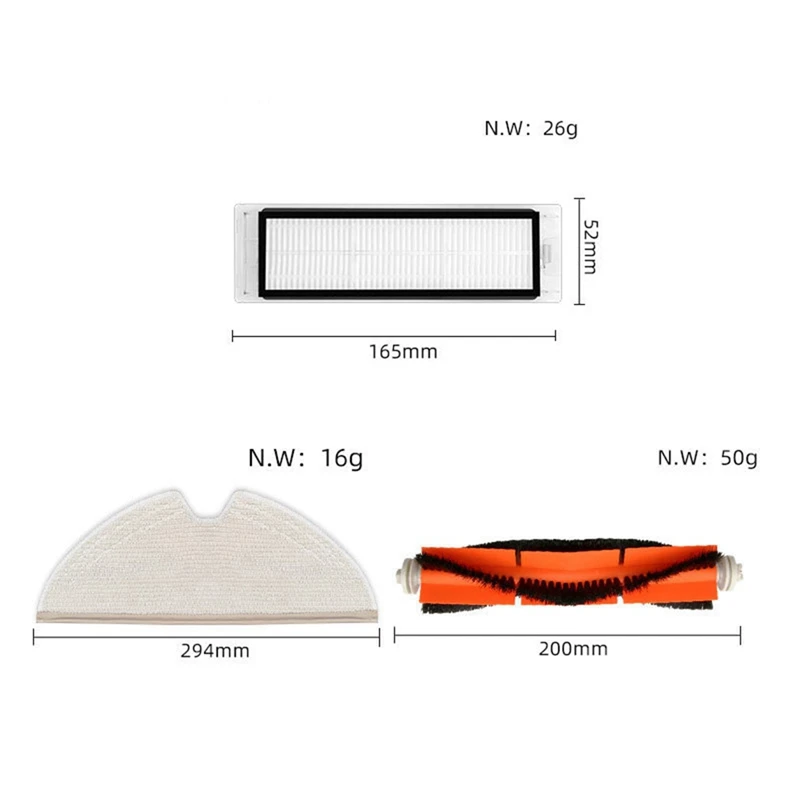 Kit aksesori vakum Robot murni, untuk Xiaomi Roborock S5 Max S50 S55 S5 T7pro T6 sikat utama sikat samping sikat pembersih Filter Hepa