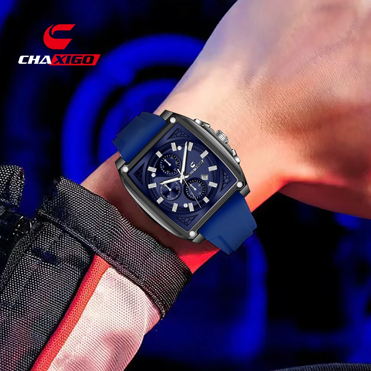 

CHAXIGO Men's Sports Watch with Silicone Strap, 42.5mm Case, Luminous Hands, 3ATM Water Resistant Quartz Watch