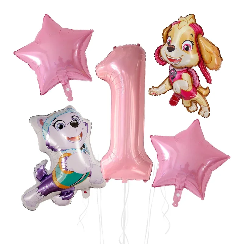 5 Stück Anime Paw Patrol Aluminiumfolienballons Set mit Zahlen für Kindergeburtstag, Partydekoration, Babyparty-Geschenke und Zubehör – Detail 2