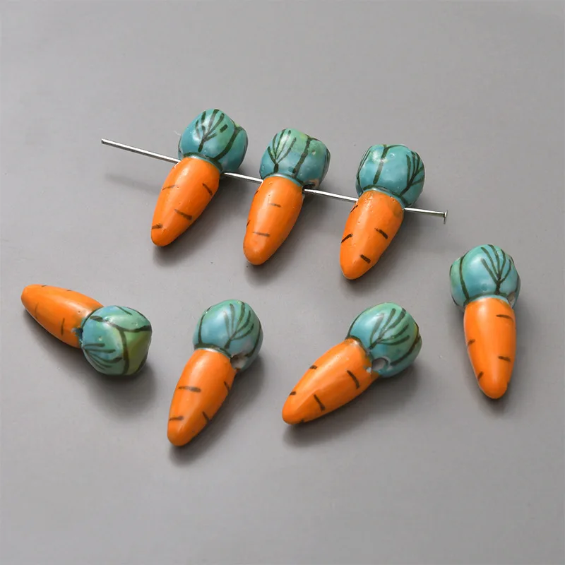 5pcs 27x12mm Hand Painted Carrot Ceramic Beads Loose Spacer Necklace Earring Pendant Bead For Jewelry Making Bracelet - Image 6