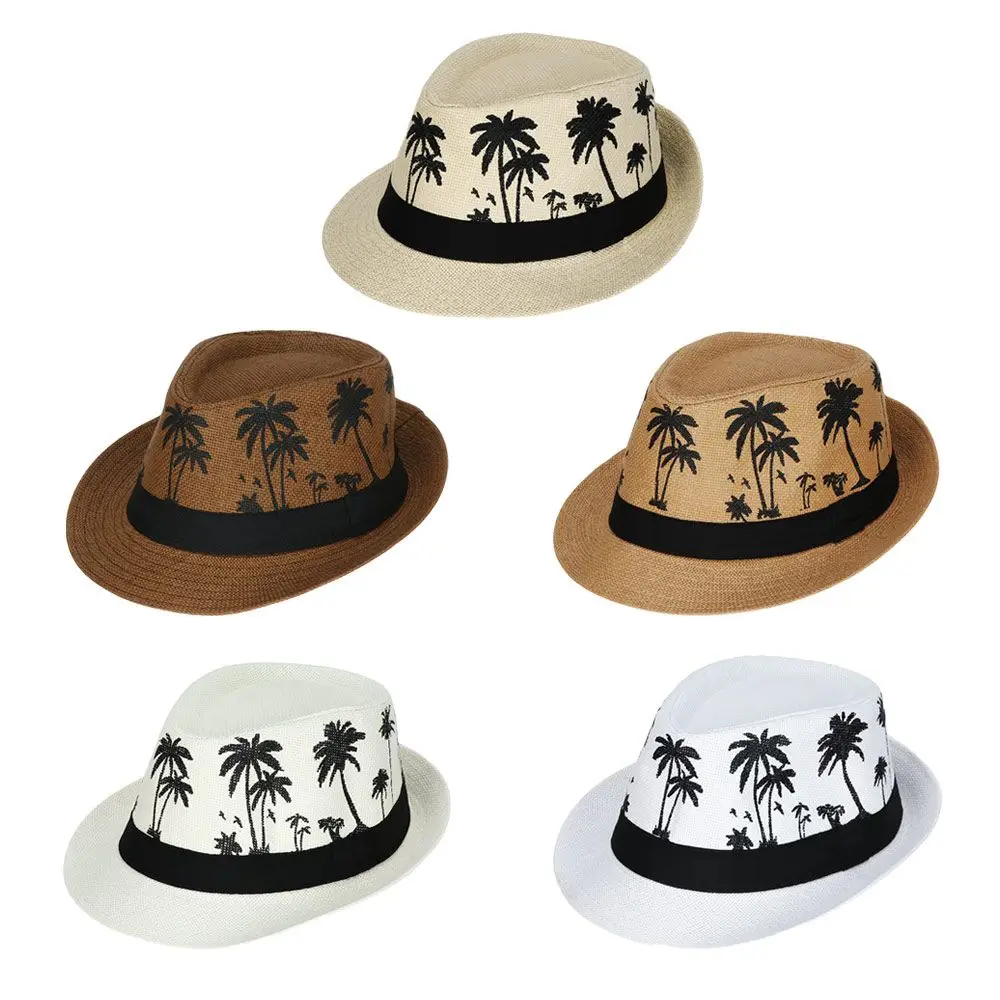 Summer Beach Cap Casual Sun Hat Coconut trees pattern men Jazz Hat Spring Summer hat