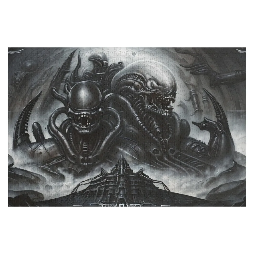 Xenomorph Alien Giger Jigsaw Puzzle Wood Animals Customized Gifts For Kids Personalized Baby Toy Picture Puzzle