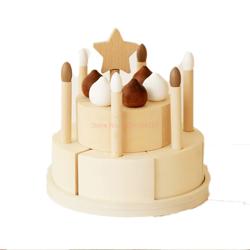 woodiness birthday cake Model Children's play tools Home decorations Baby Intelligence Handmade toys