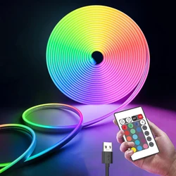 RGB Led Strip Lights USB 5V Waterproof Neon Led Strip Flexible Ribbon Tape Lights for Home Gaming Room Decor Lighting