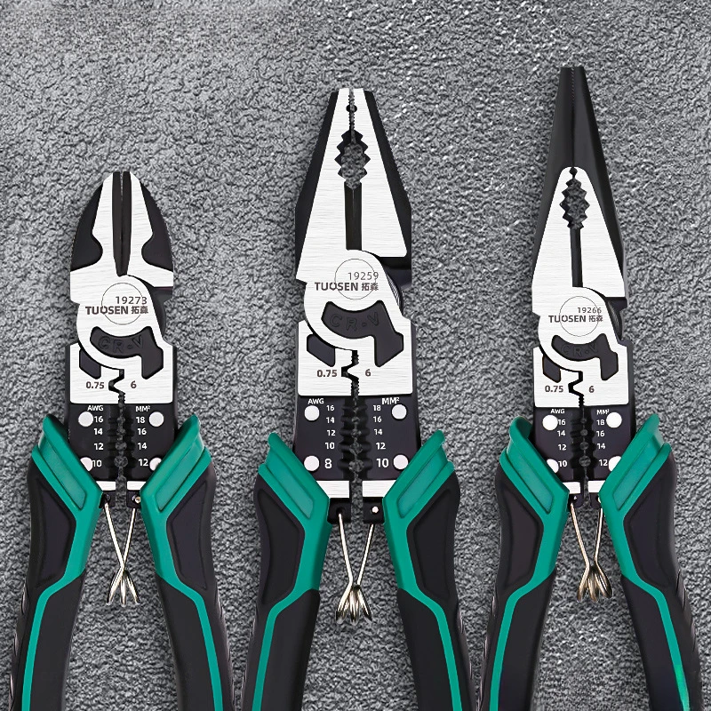 TUOSEN 9 Inch Wire Pliers Large Opening Stripping Pliers Needle Nose Pliers Multifunctional Hardware Manual Tools Electrician