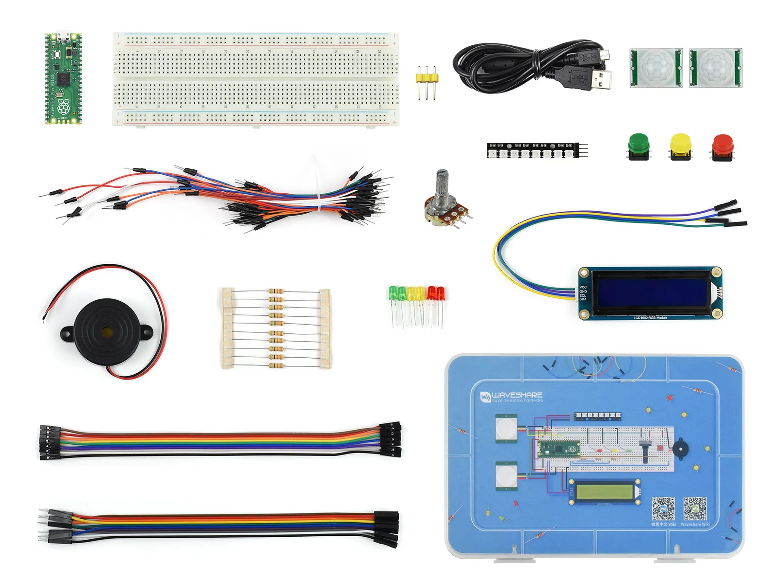 Waveshare Raspberry Pi Pico Basic Kit, MicroPython Programming Learning Kit