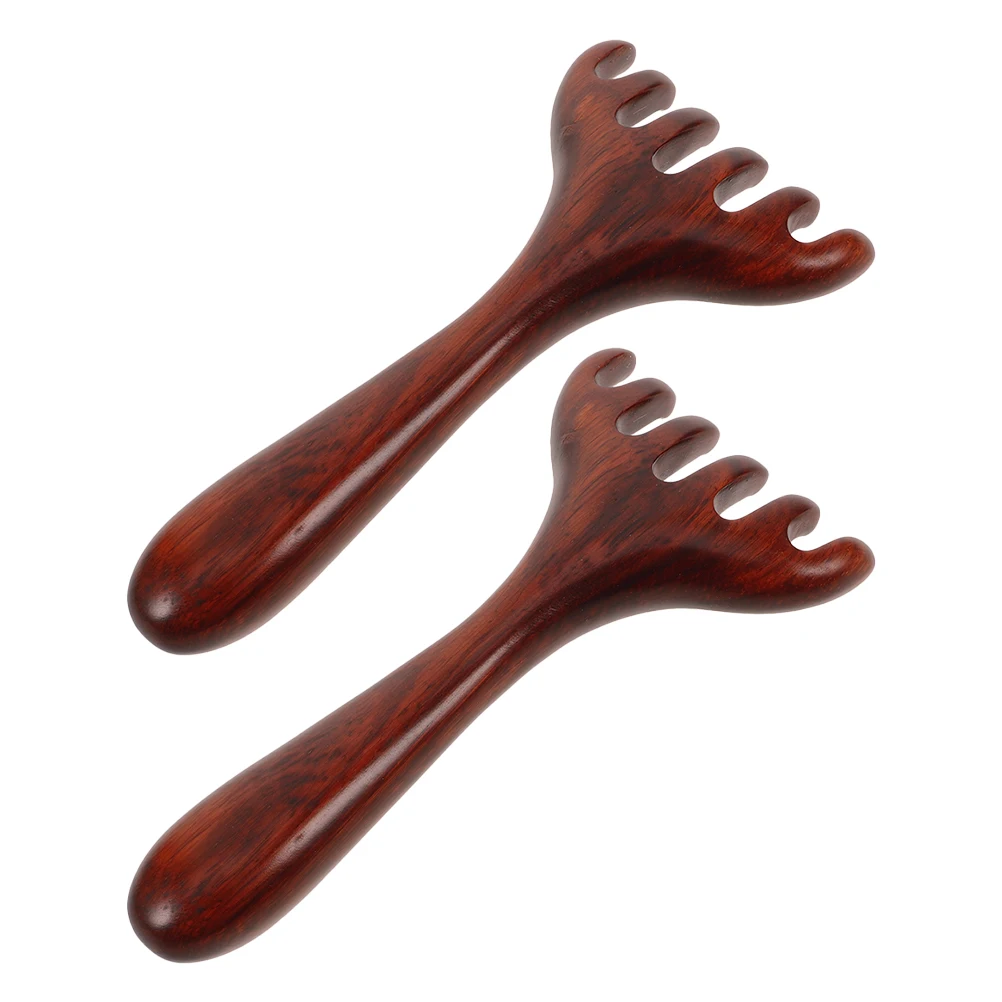 

2 Pcs Hair Scalp Massager Brush Comb Scratcher Manual Tools Wood Solid Scraping