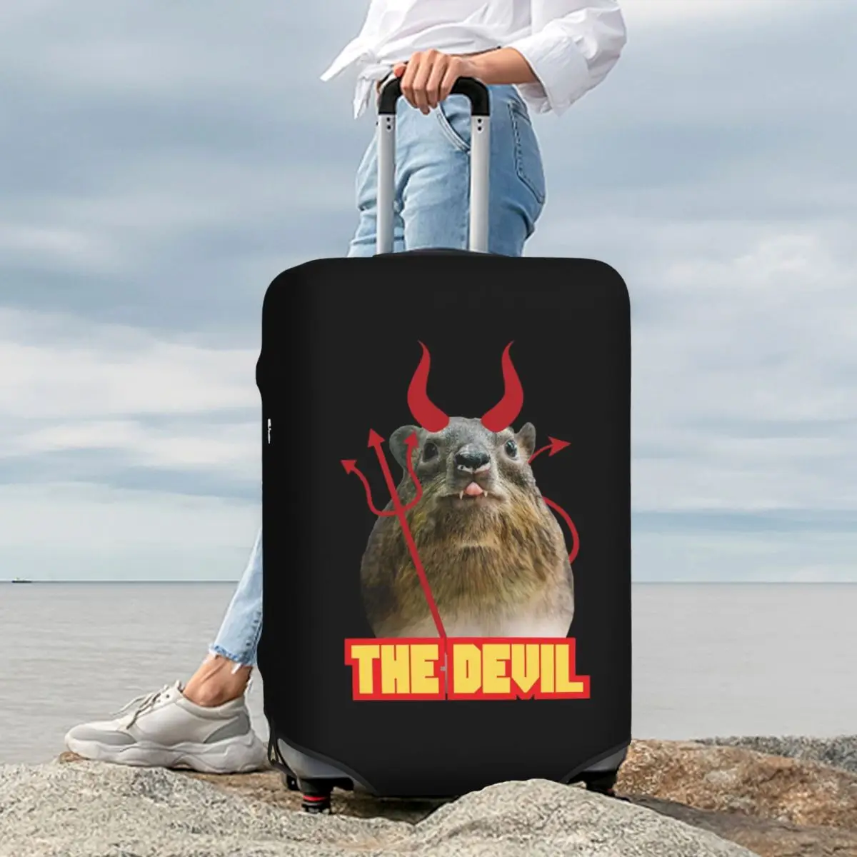 

Rock Hyrax Devil Suitcase Cover Protection Elastic Trip Luggage Protector Covers for 18-32 Inch
