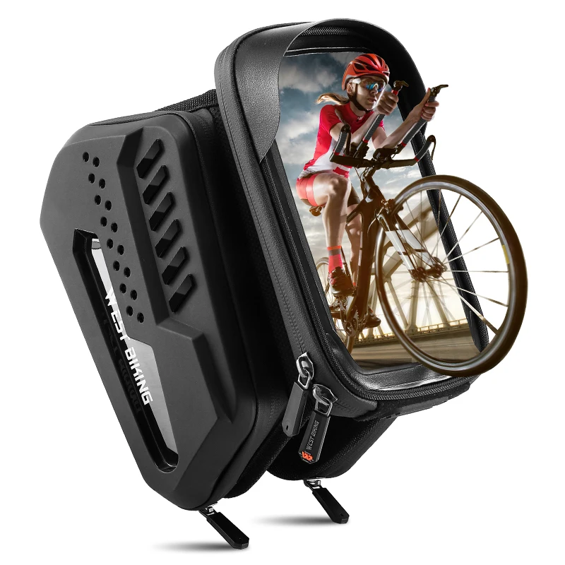 WEST BIKING Fahrrad-Oberrohrtasche mit Großer Kapazität, Handyhalterung und TPU-Touchscreen, Wasserdichte Vorderrahmentasche für MTB