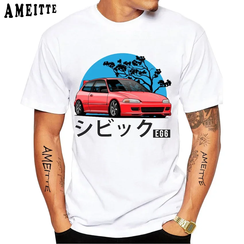 JDM Civic Type R EG Hatchback Spoon Sport T-Shirt Men Short Sleeve Japan Legend Car Evolve TShirts Hip Hop Boy Casual White Tees