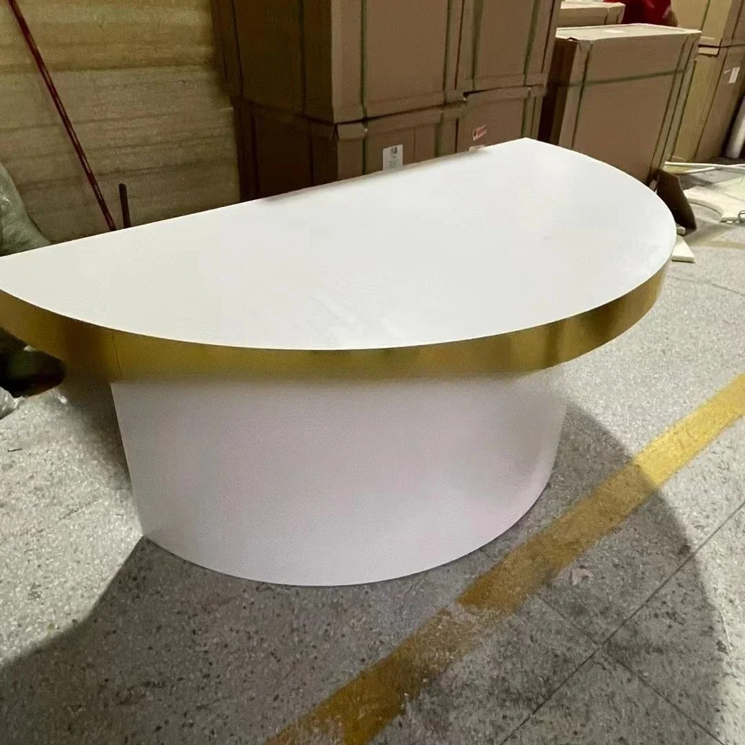 

PVC sticker acrylic semi-round table wedding groom and bride cake table