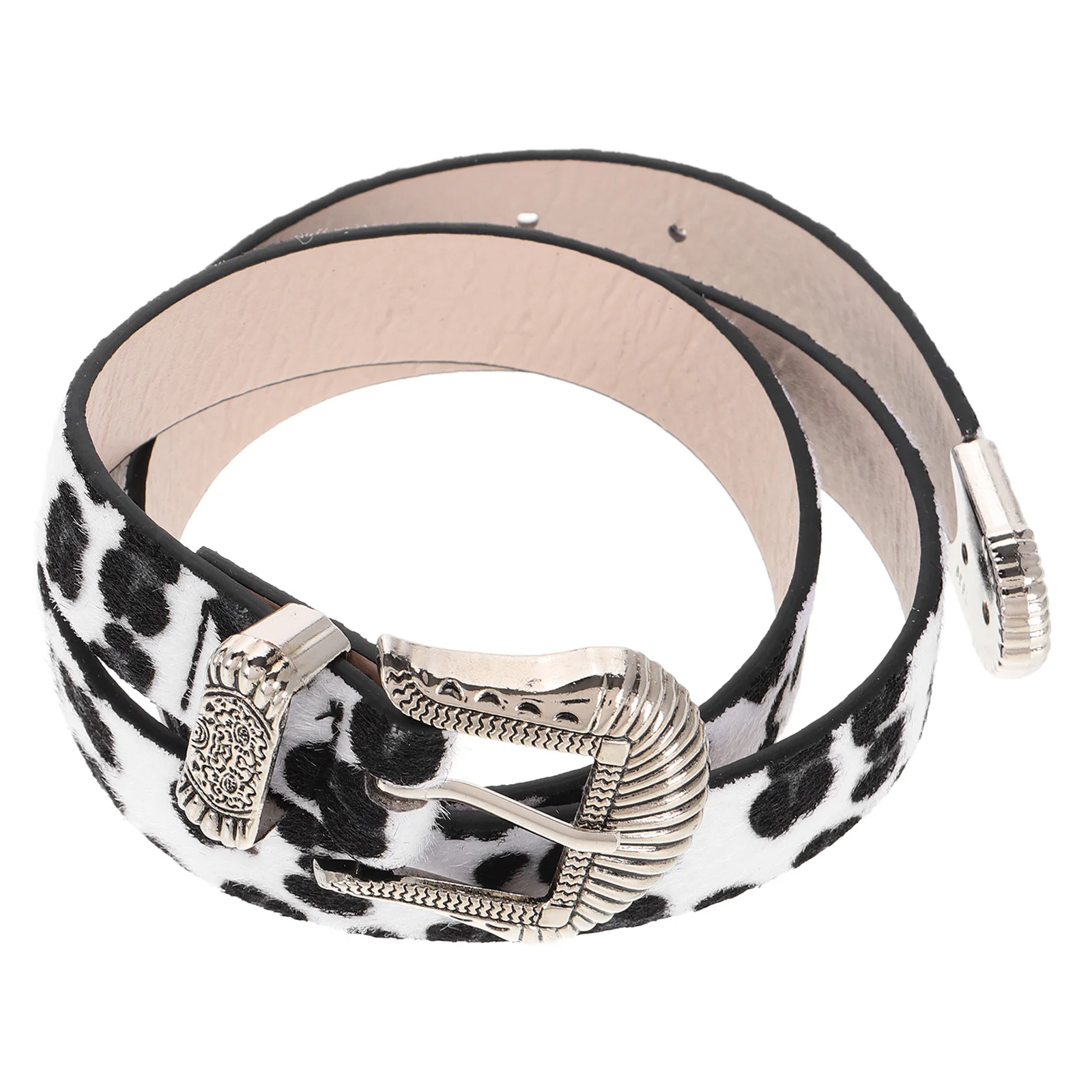 خمر نمط ليوبارد طباعة حزام فو العجل الشعر الغربية مشبك كبير مشبك راعية البقر حزام لفساتين الجينز الإناث موضة عادية