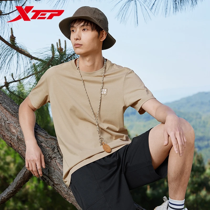 Xtep Short Sleeve Knitted Shirt For Men And Women 2024 Summer Leisure Unisex T-shirt Soft Minimalism Outdoor Tops 876227010130