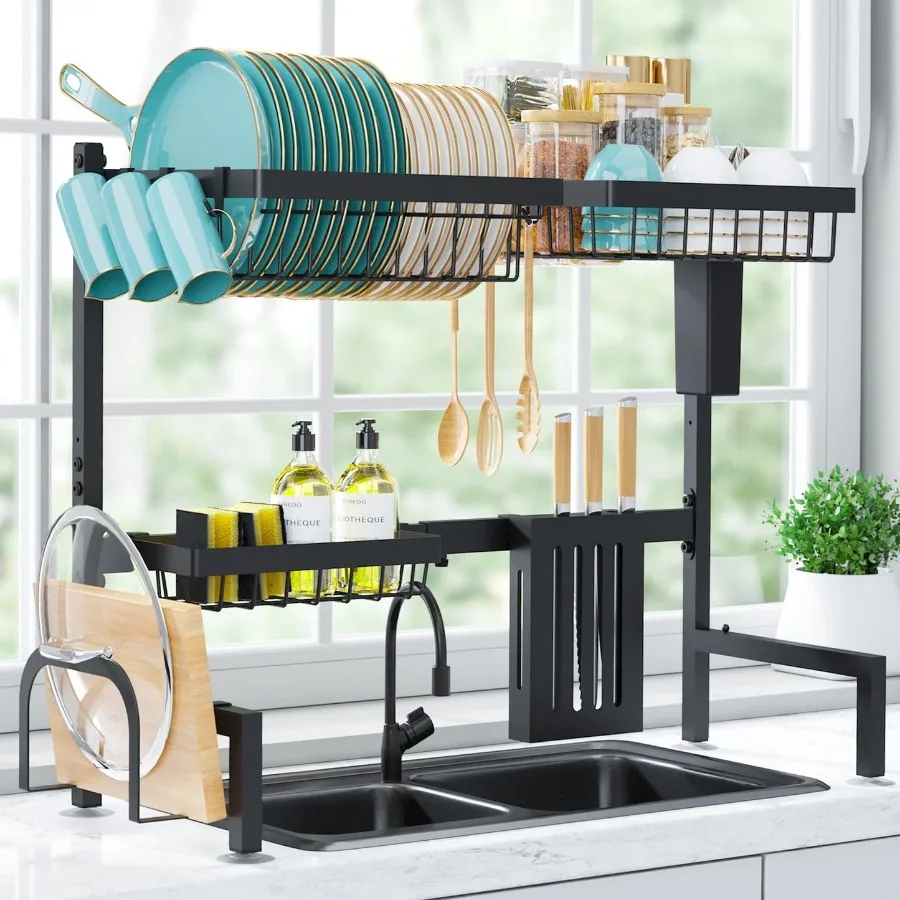 

Dish Drying Rack Over The Sink Large Capacity Stainless Steel Dish Drainer Multifunctional Kitchen Organizer Black 11 D x 3033.