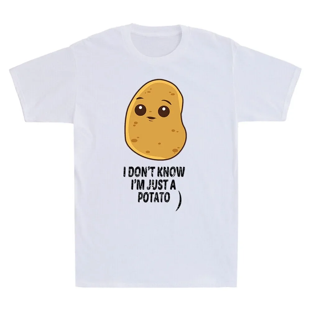 Potatoes I Don't Know I'm Just A Potato Food Vegetable Funny Meme Men's T-Shirt Summer Short Sleeve Top