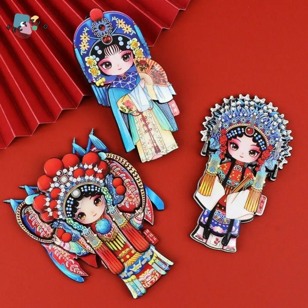 

2PCS Chinese Style Beijing Opera Face Fridge Sticker Ancient Exquisite 3D Refrigerator Sticker Facial Makeup Cute
