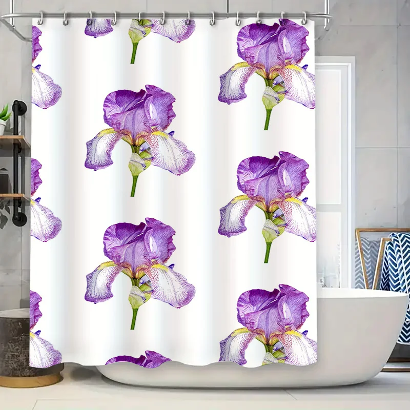 

Очаровательный сад Ириса: занавеска для душа с фиолетовым цветком для декора ванной комнаты в стиле свежести и природы