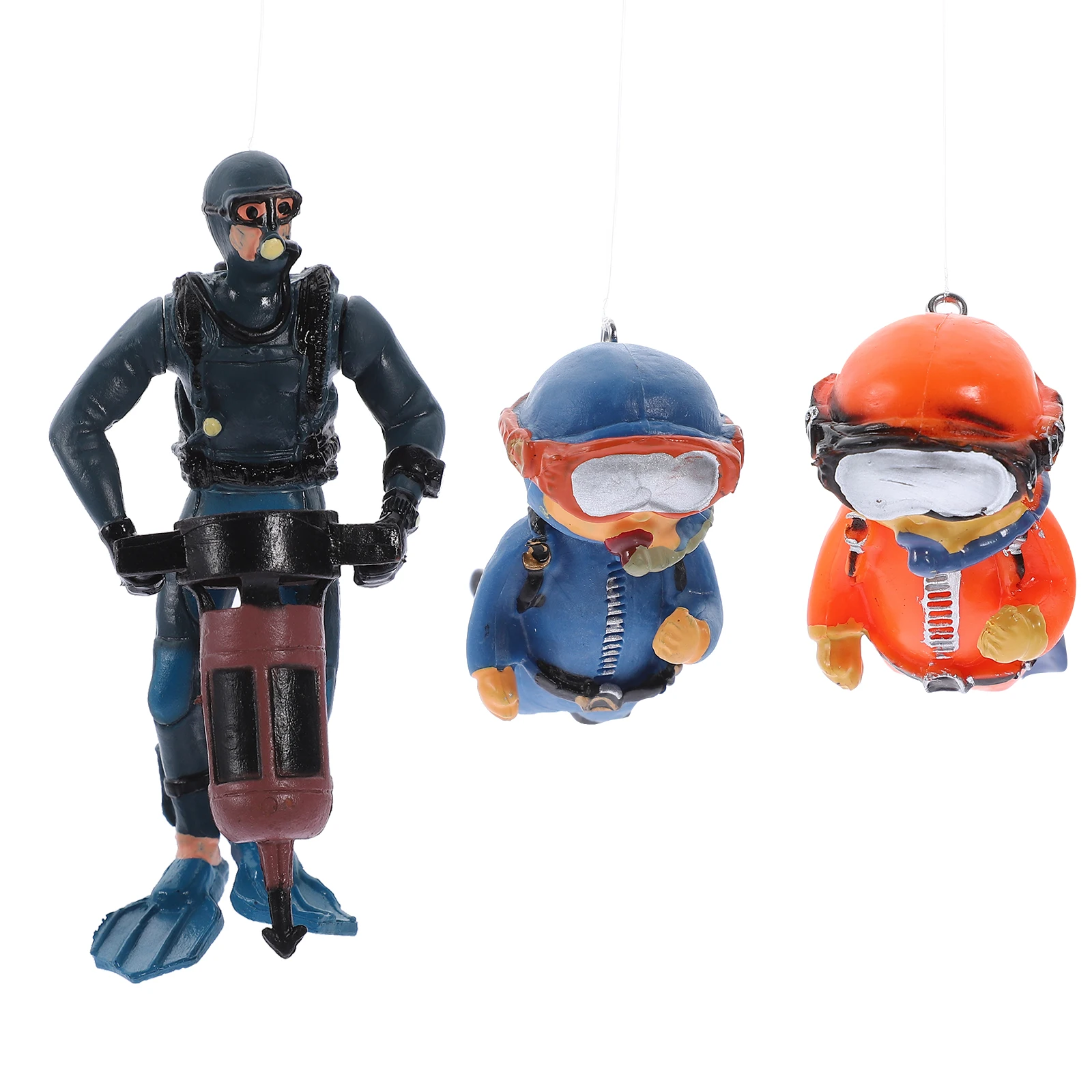 

3 Pcs Fish Tank Decoration Resin Float Diver Aquarium Floating Ornament Statue Decorations Supplies Landscaping Pendant