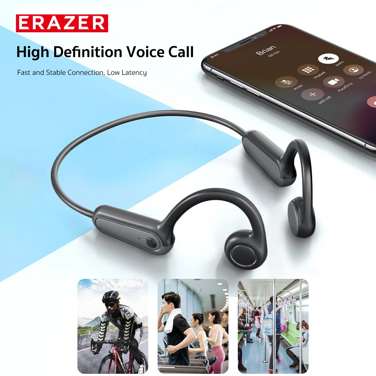 

Wireless Bluetooth Headset ERAZER Headphones low latency Earbuds clear sound 30Hrs Playback with Noise Cancelling Mic for music