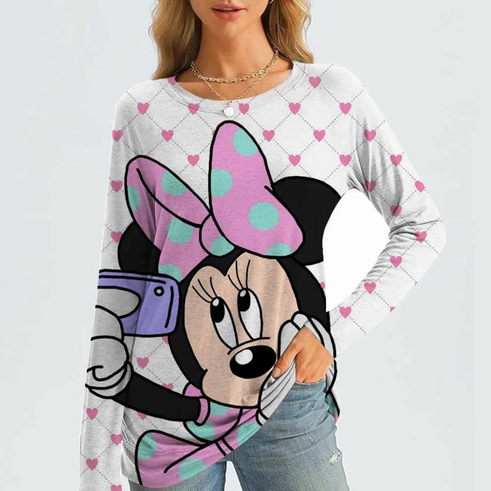 

Women's T shirt 3D Print Disney Mickey Mouse Colorful Design Long Sleeve Daily Weekend Fashion Round Neck Regular Fit Spring & S