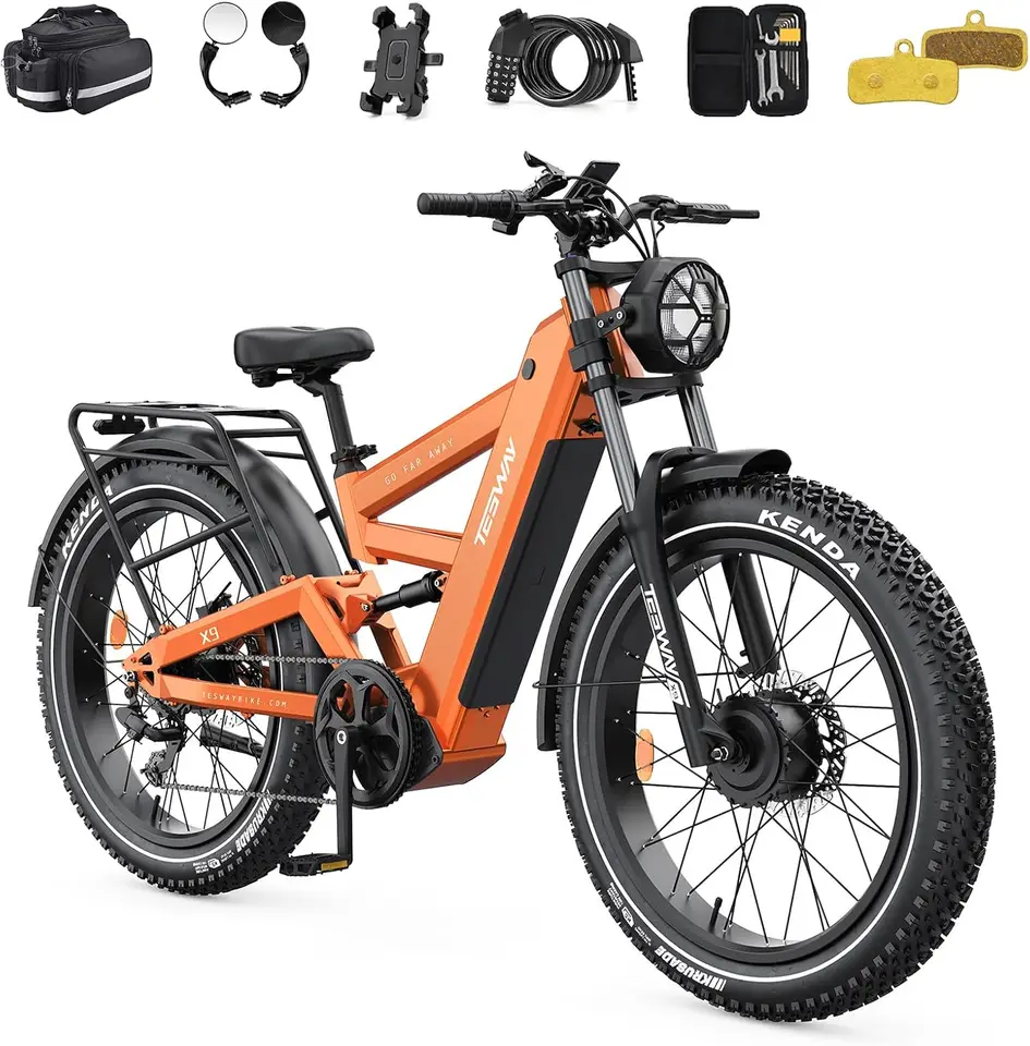 X9 Ultra Dual Motor Ebike, 26" Fat Tire Full Suspension AWD Electric Bike for Adults, 4000W 43MPH 240NM, 60V 30Ah(Camo)/2 image 1