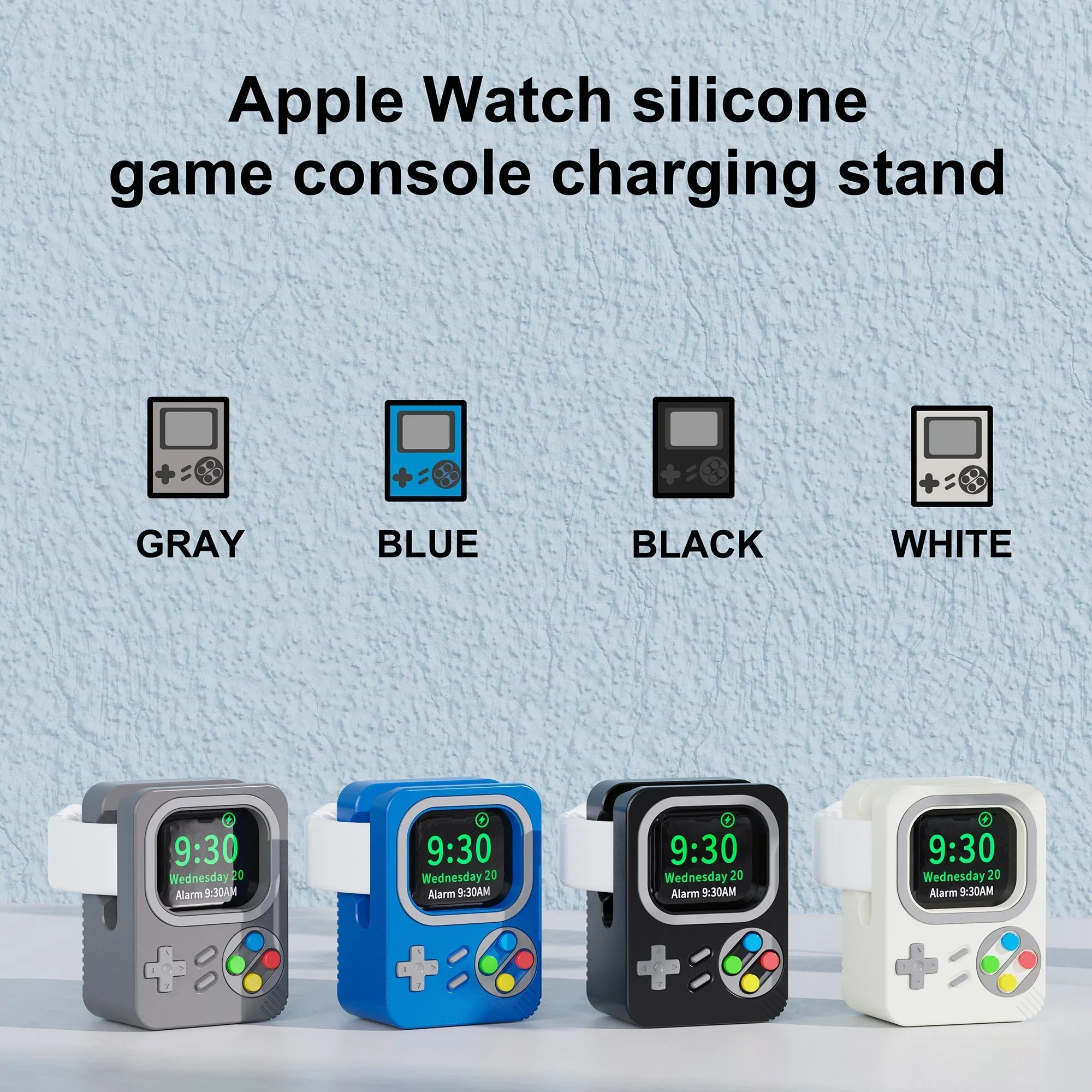 

Desktop Holder For Apple Watch Charger Stand Retro Computer Pattern Charging Base for iWatch 8 7 6 5 4 3 2 SE Silicone Dock