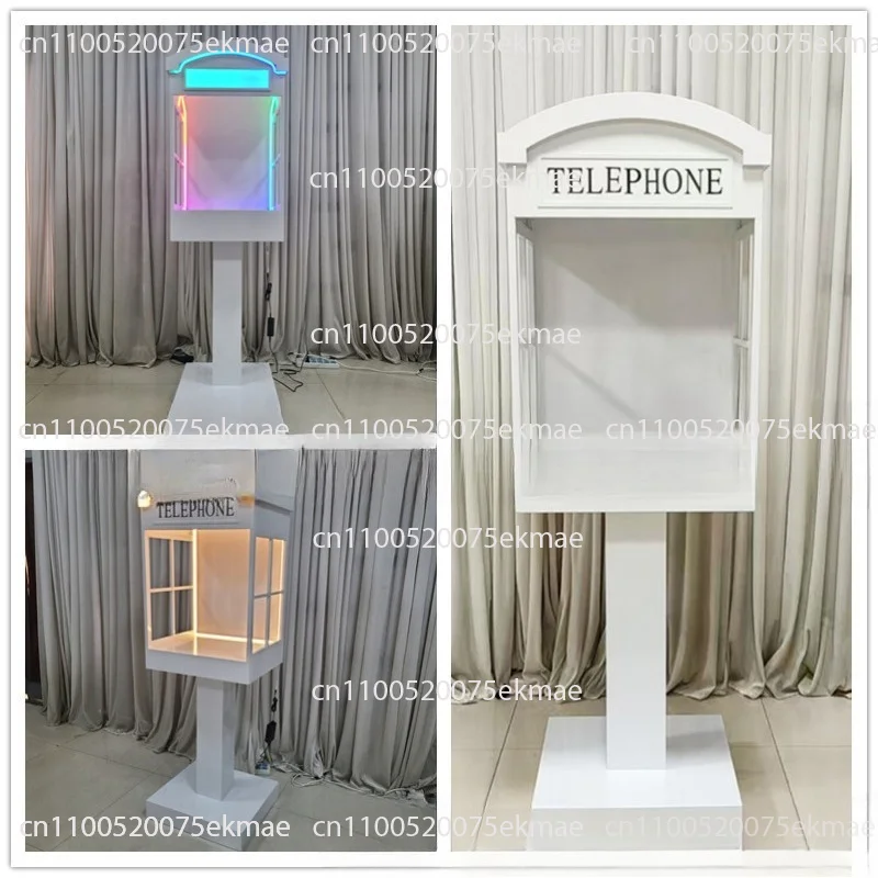 Custom Metal Telephone Booth Wedding Party Decoration Backdrop Stand Detachable Message Book Prop