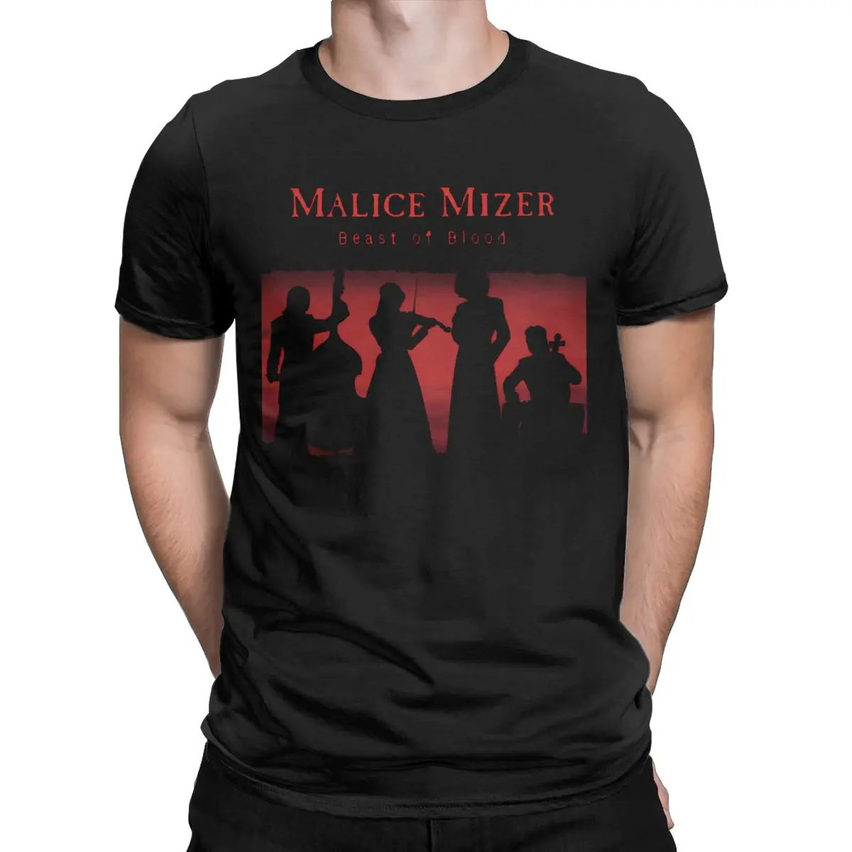 Novelty Malice Mizer Band Singer T-Shirts Men Round Neck Cotton T Shirt Rock Musician Short Sleeve Tee Shirt Printed merch