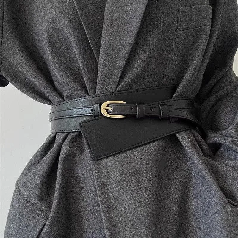 New Women Belt Luxury 2 in 1 Decorative Dress Suit Jacket Fashion Wide Corset Belt Black